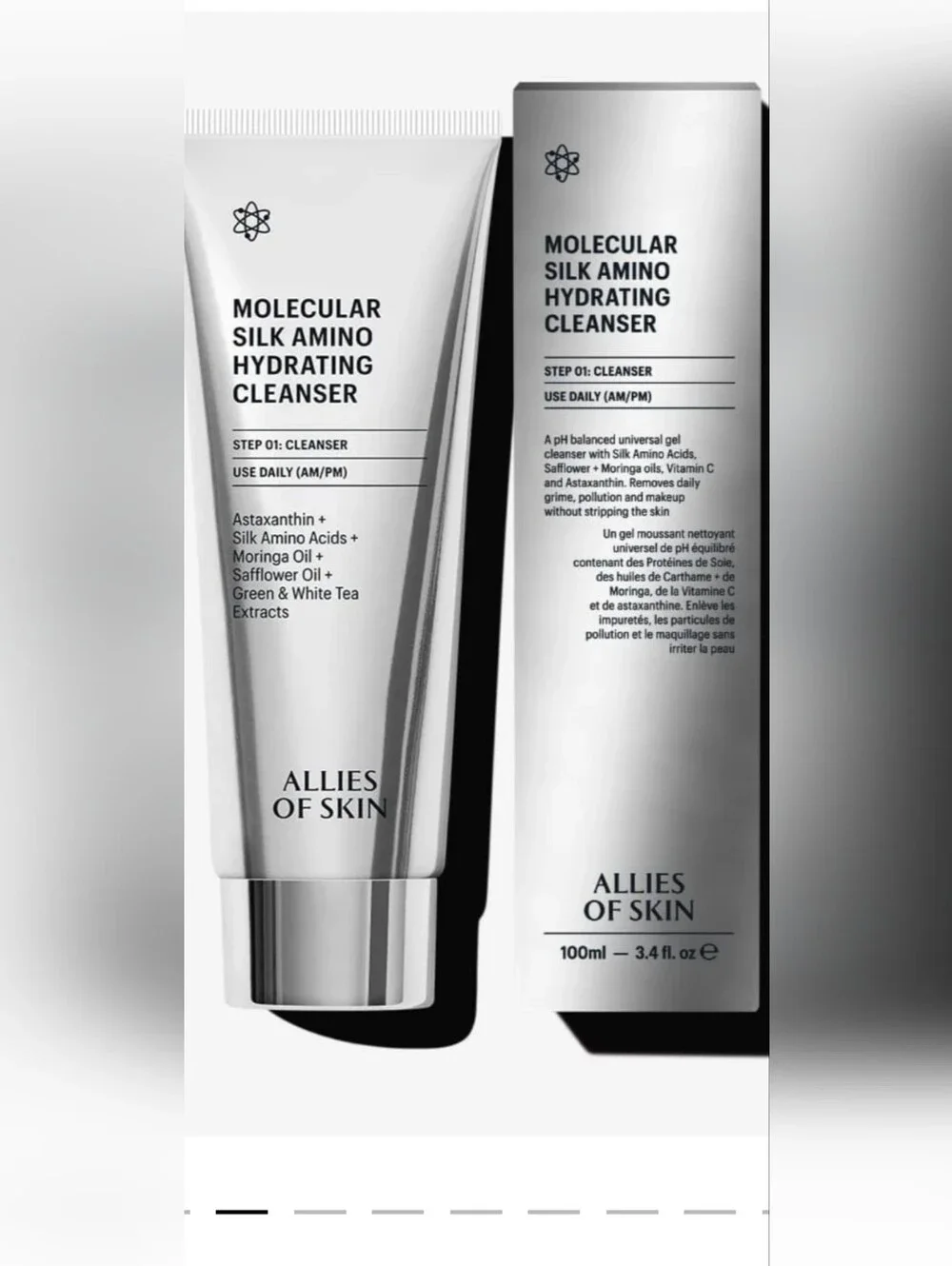 Allies of Skin FIRE! NIB! Molecular Silk Amino Hydrating Cleanser in 100ml.